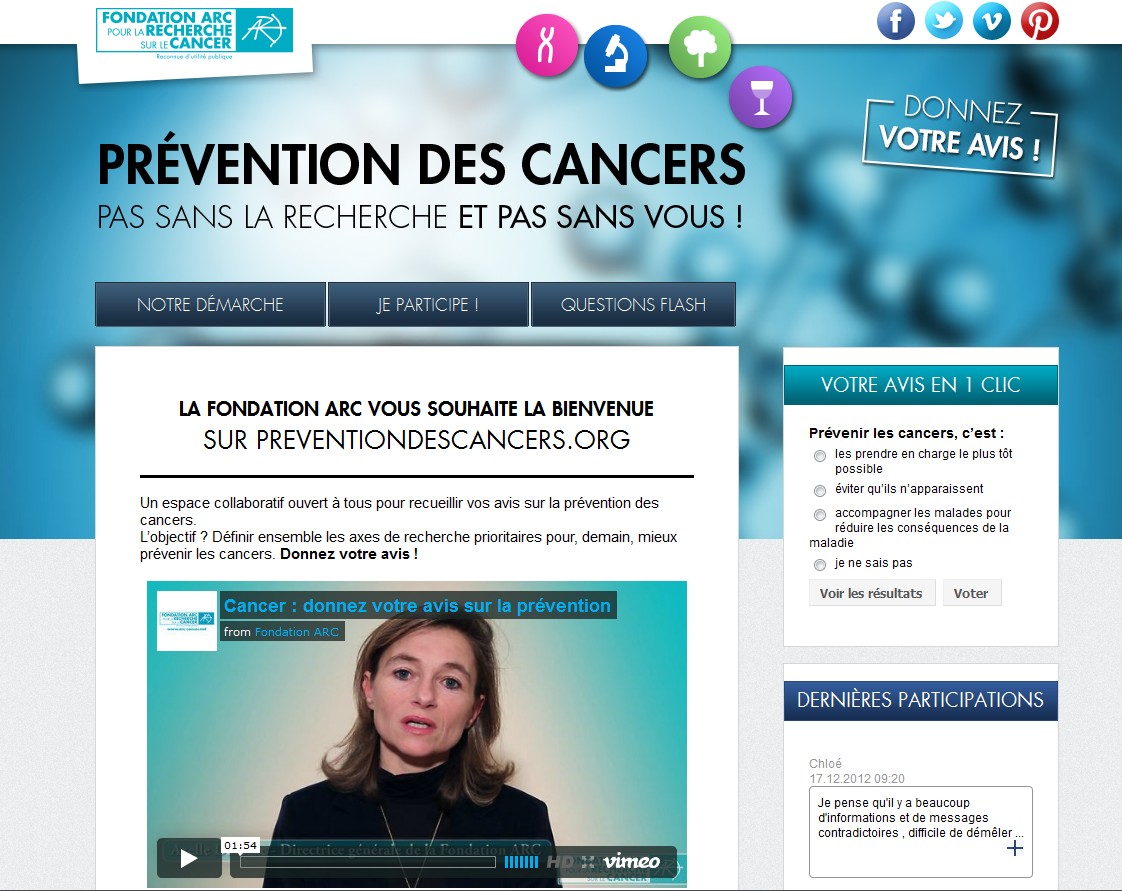 Cancer: la Fondation ARC lance une consultation nationale en ligne