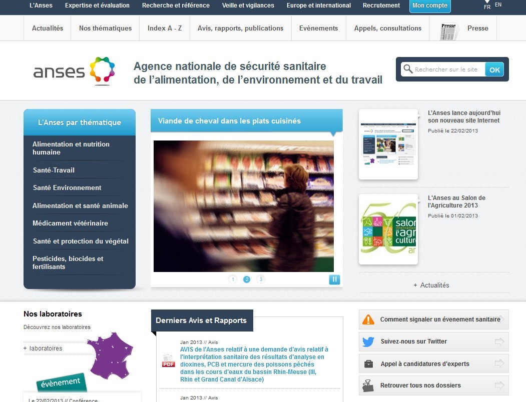 Alimentation, environnement... : un nouveau site web pour l'agence de sécurité sanitaire