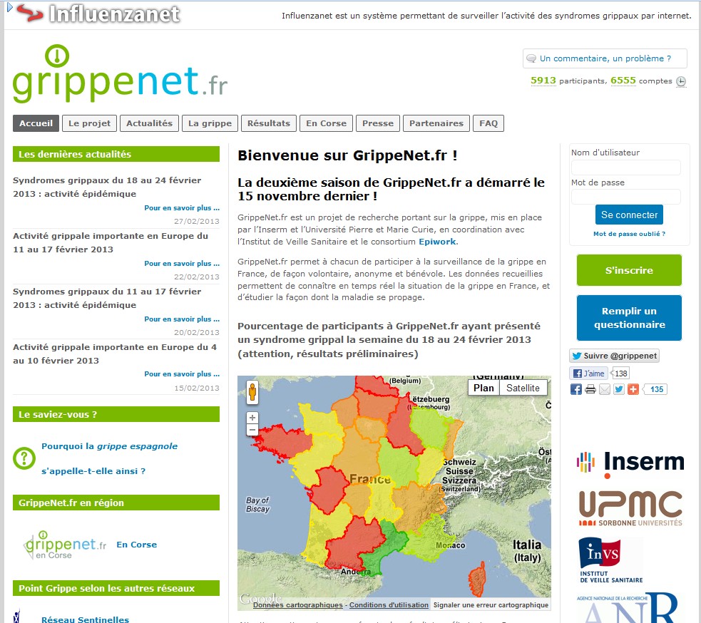 Le 27 février, les données de la surveillance de la grippe confirmaient le franchissement du pic épidémique de la grippe saisonnière. Le site Internet www.grippenet.fr permet pour la deuxième année consécutive de collecter des données sur les syndromes grippaux directement auprès de la population française.