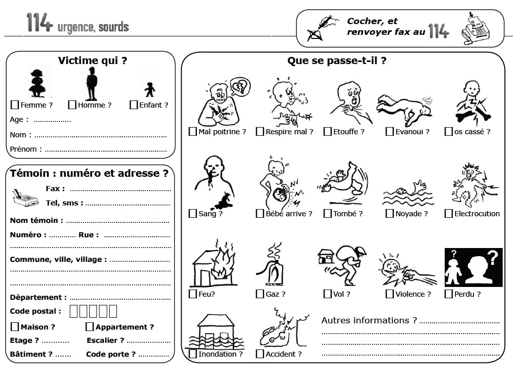 modèle fax urgence 114