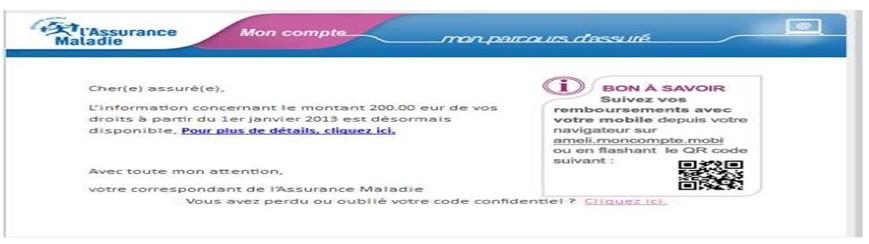 faux e-mail de l'assurance maladie