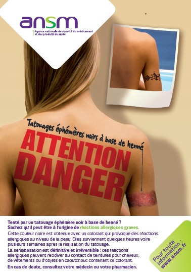 Tatouages éphémères noirs à base de henné : "attention danger !", prévient l'ANSM 