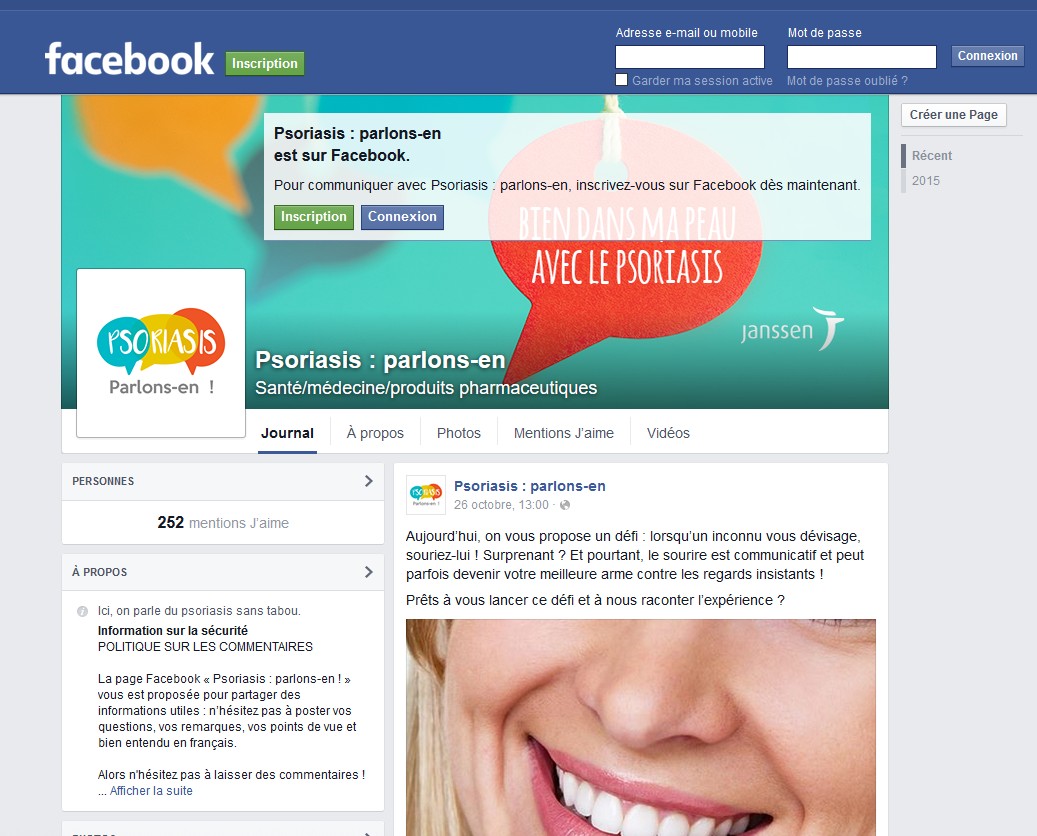 La page Facebook « le psoriasis, parlons-en ! »