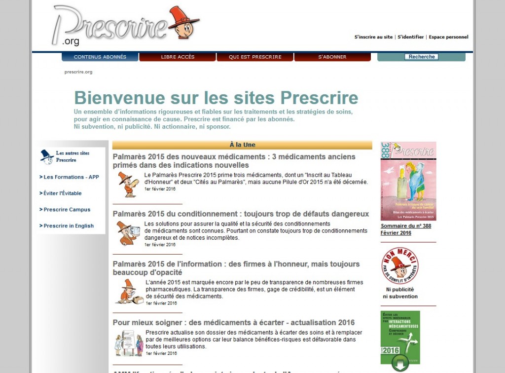 Le site de la revue Prescrire