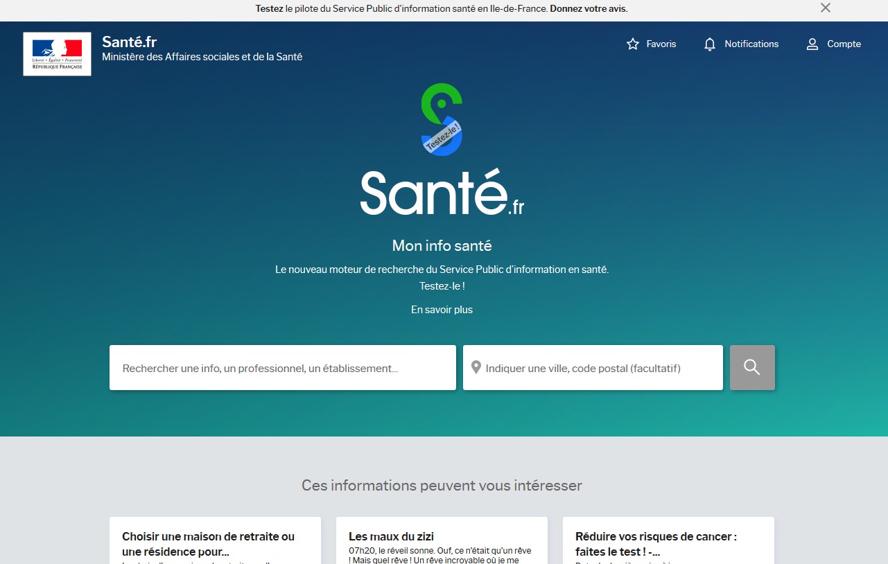 le site Internet sante.fr 